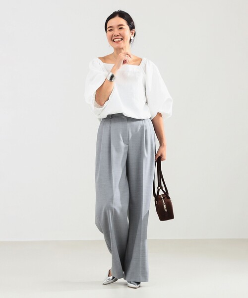 Demi-Luxe BEAMS（デミルクス ビームス）の「エディター東原妙子 × Demi-Luxe BEAMS / ツイル イージー ストレート パンツ［手洗い可］（スラックス・レディース・ネイビー/ブラウン/グレー・38/36）」の5枚目の写真