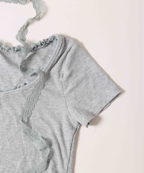 PHILLY(フィリー)の「【PHILLY】リボンセットレースデザイントップス(Tシャツ/カットソー・レディース・グレー/ホワイト・FREE)」の15枚目の写真