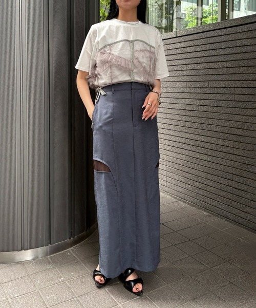 &g'aime(アンジェム)の「【&g'aime】チュールビスチェレイヤードT Tulle Bustier Layered Tee(Tシャツ/カットソー・レディース・ブラック/ホワイト・FREE)」の12枚目の写真