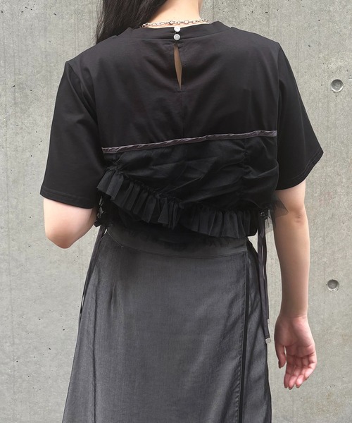 &g'aime(アンジェム)の「【&g'aime】チュールビスチェレイヤードT Tulle Bustier Layered Tee(Tシャツ/カットソー・レディース・ブラック/ホワイト・FREE)」の19枚目の写真