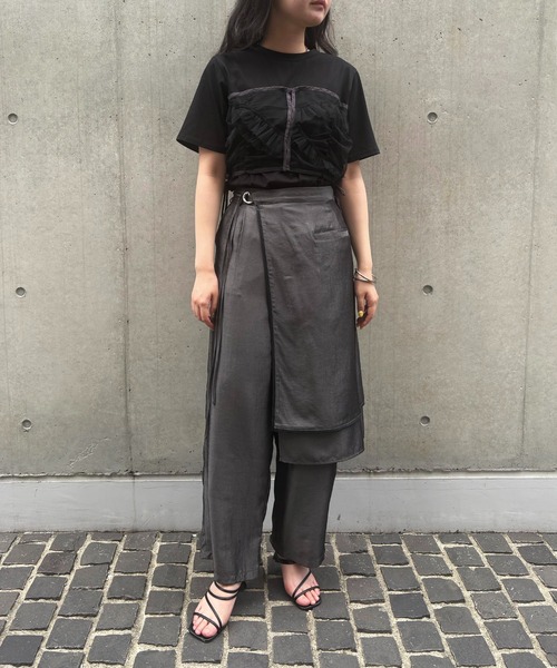 &g'aime(アンジェム)の「【&g'aime】チュールビスチェレイヤードT Tulle Bustier Layered Tee(Tシャツ/カットソー・レディース・ブラック/ホワイト・FREE)」の22枚目の写真