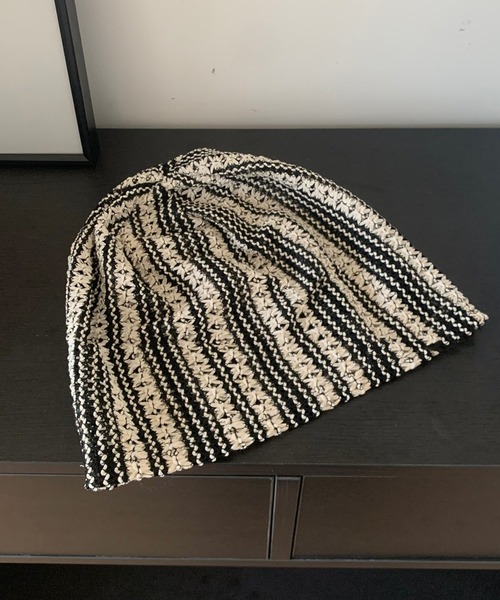 SANSeLF（サンセルフ）の「【SANSeLF】 クロシェ ストライプフラワー編み ニットキャップ saa25s023（ニットキャップ/ビーニー・レディース・マルチ・FREE）」の5枚目の写真