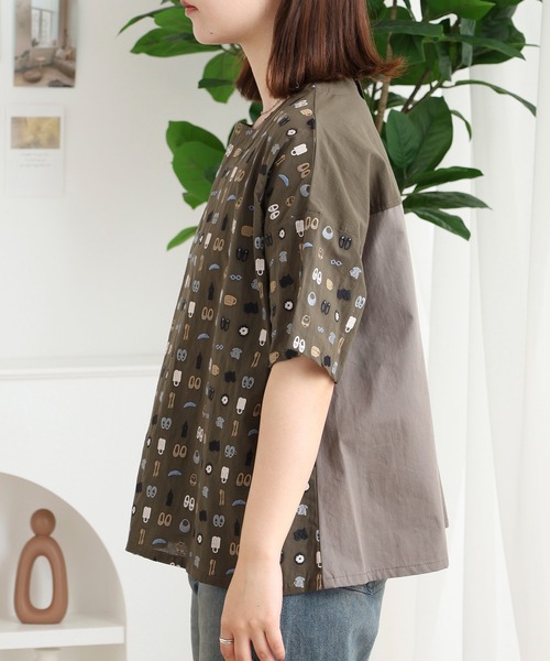 Emago(イマゴ)の「EMAGO お出かけ総柄刺繍スクエアブラウス(シャツ/ブラウス・レディース・ブラック/グレー/カーキ・FREE)」の11枚目の写真