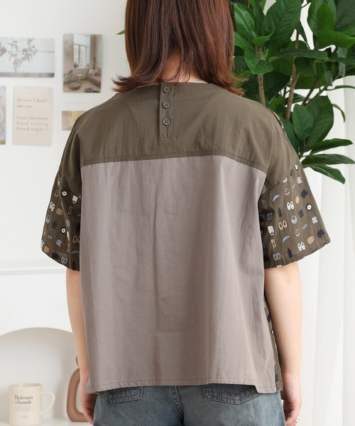 Emago(イマゴ)の「EMAGO お出かけ総柄刺繍スクエアブラウス(シャツ/ブラウス・レディース・ブラック/グレー/カーキ・FREE)」の12枚目の写真