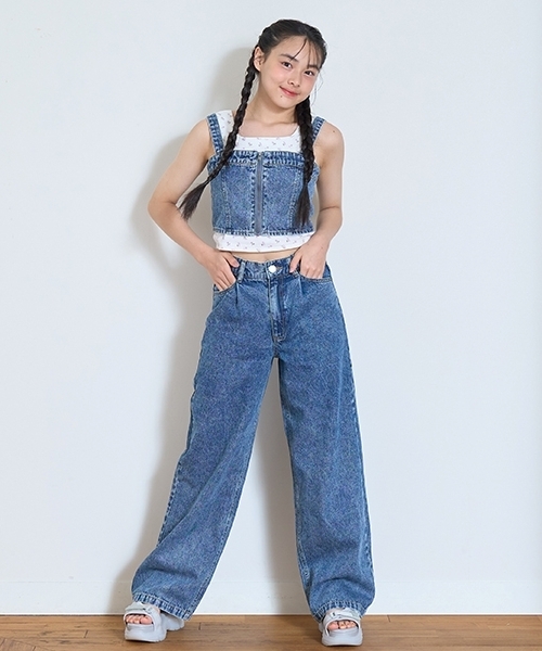 セール】【綿100％】デニムパンツセットアップ（セットアップ