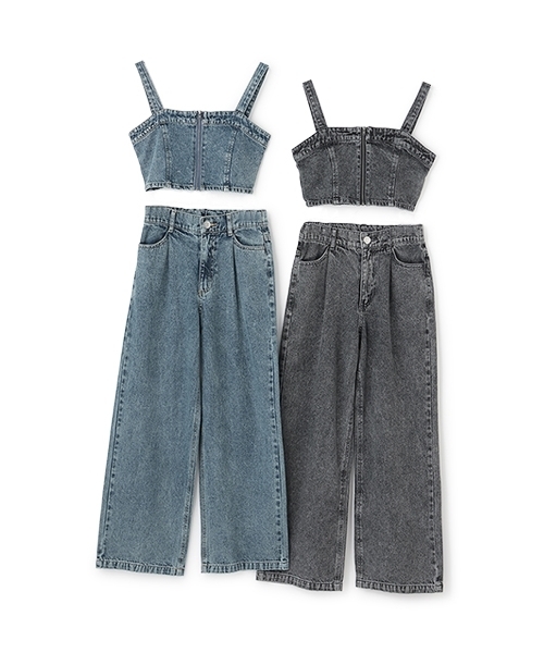 セール】【綿100％】デニムパンツセットアップ（セットアップ