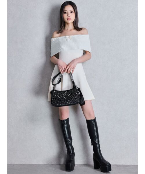 GYDA（ジェイダ）の「GDラインストーンBAG（ハンドバッグ・レディース・オフホワイト/ブラック・FREE）」の5枚目の写真