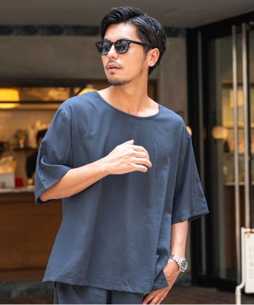 SILVER BULLET(シルバーバレット)の「『CavariA/キャバリア』布帛半袖Tシャツ(Tシャツ/カットソー・メンズ・ブルーグレー/チャコール/ブラック・L/M)」の1枚目の写真