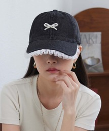 LA VORAGINE | パールリボン　ベースボールキャップ　帽子(キャップ)