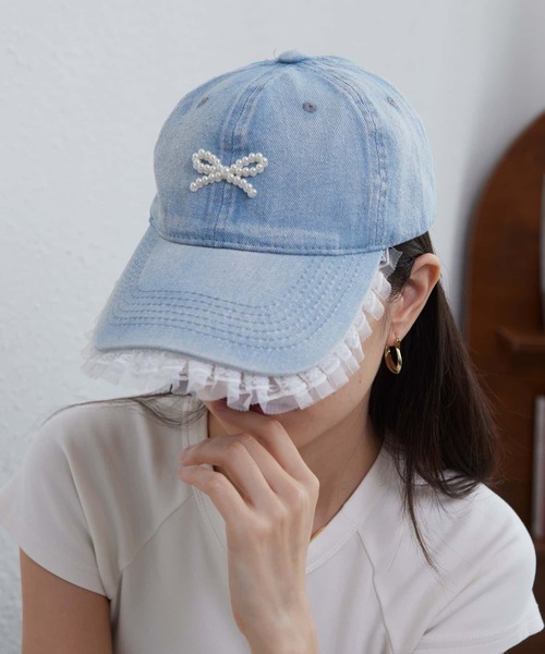 LA VORAGINE（ラ ヴォラジネ）の「パールリボン　ベースボールキャップ　帽子（キャップ・レディース・ブルー/ブラック/ネイビー・FREE）」の11枚目の写真