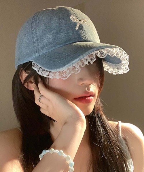 LA VORAGINE（ラ ヴォラジネ）の「パールリボン　ベースボールキャップ　帽子（キャップ・レディース・ブルー/ブラック/ネイビー・FREE）」の12枚目の写真