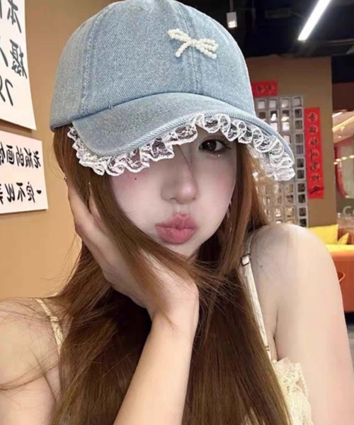 LA VORAGINE（ラ ヴォラジネ）の「パールリボン　ベースボールキャップ　帽子（キャップ・レディース・ブルー/ブラック/ネイビー・FREE）」の14枚目の写真