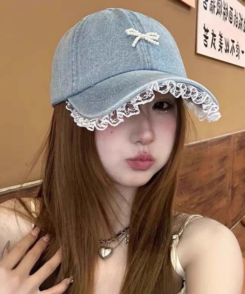 LA VORAGINE（ラ ヴォラジネ）の「パールリボン　ベースボールキャップ　帽子（キャップ・レディース・ブルー/ブラック/ネイビー・FREE）」の16枚目の写真