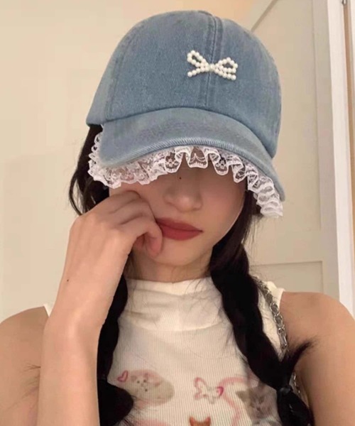 LA VORAGINE（ラ ヴォラジネ）の「パールリボン　ベースボールキャップ　帽子（キャップ・レディース・ブルー/ブラック/ネイビー・FREE）」の18枚目の写真