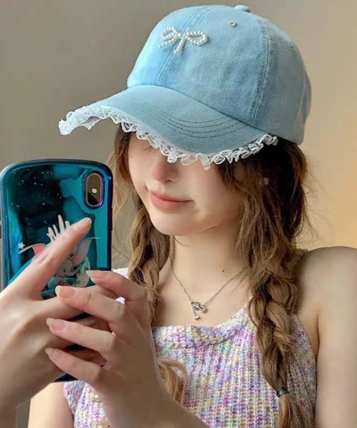 LA VORAGINE（ラ ヴォラジネ）の「パールリボン　ベースボールキャップ　帽子（キャップ・レディース・ブルー/ブラック/ネイビー・FREE）」の22枚目の写真