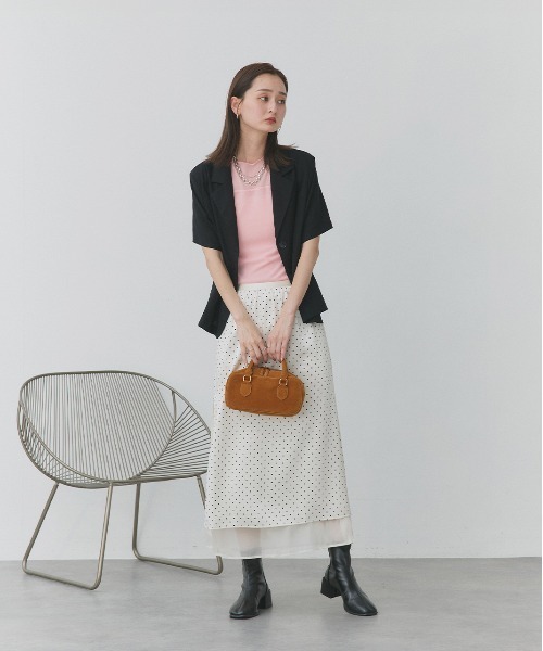 ad thie（アドティエ）の「ポルカドット レイヤードナロースカート（スカート・レディース・オフホワイト/ブラック・FREE）」の10枚目の写真