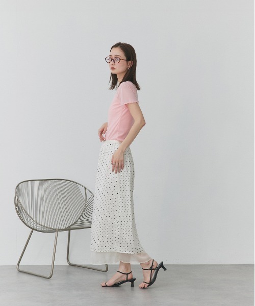 ad thie（アドティエ）の「ポルカドット レイヤードナロースカート（スカート・レディース・オフホワイト/ブラック・FREE）」の17枚目の写真