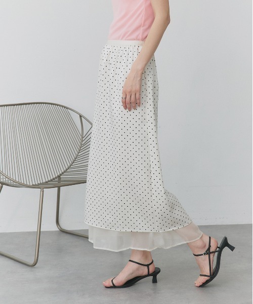 ad thie（アドティエ）の「ポルカドット レイヤードナロースカート（スカート・レディース・オフホワイト/ブラック・FREE）」の18枚目の写真
