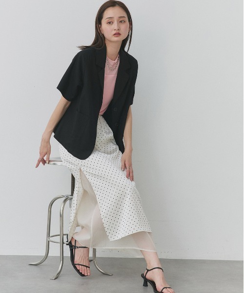 ad thie（アドティエ）の「ポルカドット レイヤードナロースカート（スカート・レディース・オフホワイト/ブラック・FREE）」の20枚目の写真