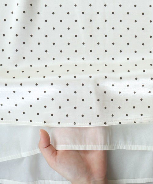 ad thie（アドティエ）の「ポルカドット レイヤードナロースカート（スカート・レディース・オフホワイト/ブラック・FREE）」の4枚目の写真