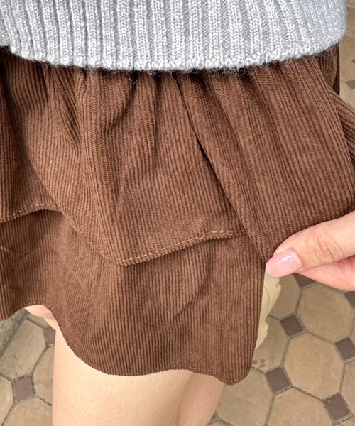 Mejoul（メジュール）の「【インナーパンツ付き】コーデュロイティアードフレアミニスカート（スカート・レディース・ベージュ/ブラウン/ブラック・F）」の6枚目の写真