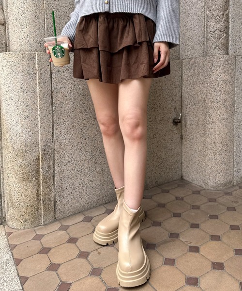 Mejoul（メジュール）の「【インナーパンツ付き】コーデュロイティアードフレアミニスカート（スカート・レディース・ベージュ/ブラウン/ブラック・F）」の5枚目の写真