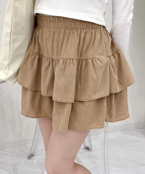 Mejoul（メジュール）の「【インナーパンツ付き】コーデュロイティアードフレアミニスカート（スカート・レディース・ベージュ/ブラウン/ブラック・F）」の22枚目の写真