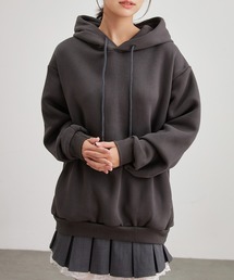 ソリッドカラー ビッグシルエット 長袖 フーデット パーカー
