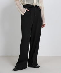 フロントファスナーハイウエストタックパンツ