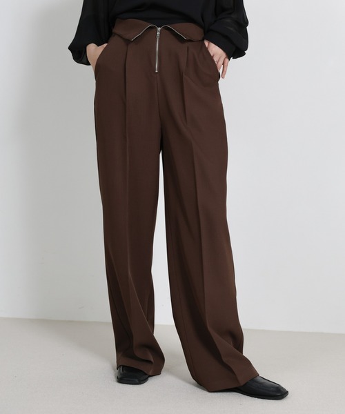 select MOCA（セレクトモカ）の「フロントファスナーハイウエストタックパンツ（スラックス・レディース・ブラウン/ブラック/グレイッシュベージュ・LARGE/MEDIUM）」の11枚目の写真