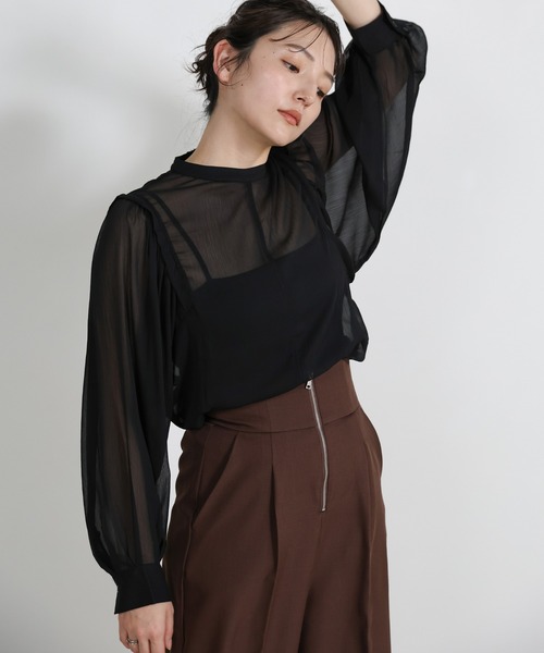 select MOCA（セレクトモカ）の「フロントファスナーハイウエストタックパンツ（スラックス・レディース・ブラウン/ブラック/グレイッシュベージュ・LARGE/MEDIUM）」の13枚目の写真