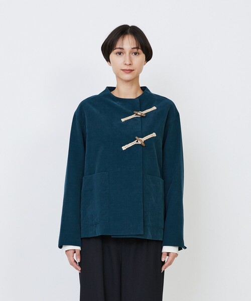 LOISIR(ロワズィール)の「コットン細コールジャケット(ノーカラージャケット・レディース・ブラウン/グリーン/キナリ・FREE)」の20枚目の写真