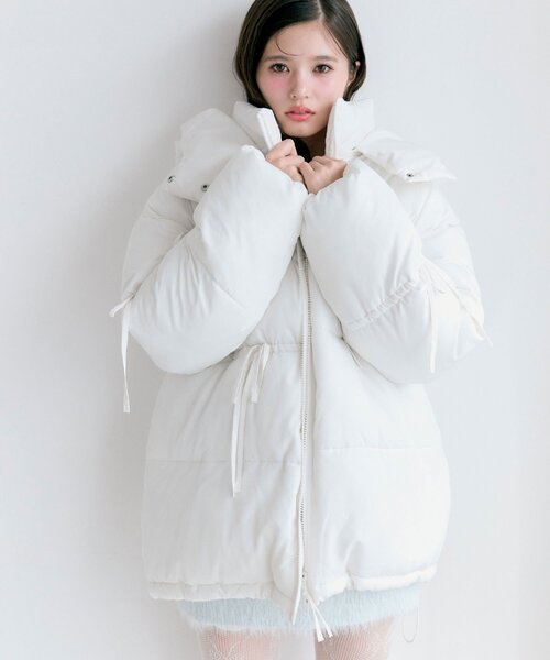 セール】リボンエコダウンミドル丈ブルゾン（ダウンジャケット/コート