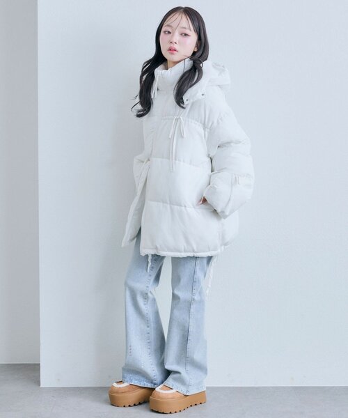 リボンエコダウンミドル丈ブルゾン（ダウンジャケット/コート）｜OLIVE