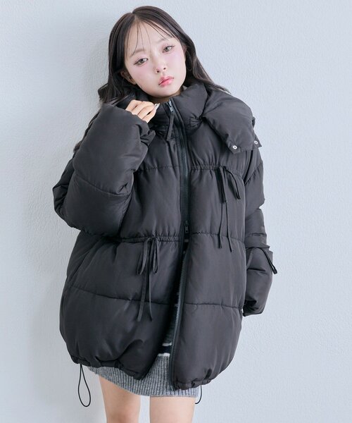 ドット柄ダウンジャケット オリーブグリーン ドット柄ダウンジャケット