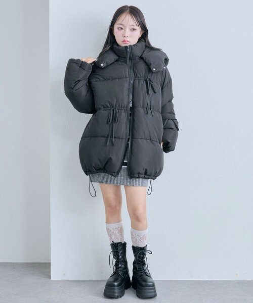 OLIVE des OLIVE（オリーブデオリーブ）の「リボンエコダウンミドル丈ブルゾン（ダウンジャケット/コート・レディース・オフホワイト/サックスブルー/ブラック/ピンク・FREE）」の22枚目の写真