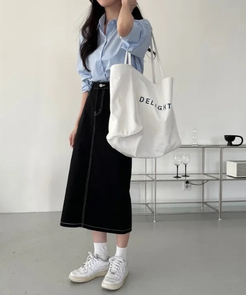 cammie（キャミー）の「ショート丈カラーシャツ（シャツ/ブラウス・レディース・イエロー/ネイビー/ミント/ブルー/ホワイト・LARGE/MEDIUM）」の20枚目の写真