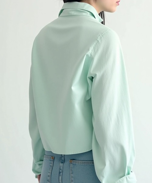 cammie（キャミー）の「ショート丈カラーシャツ（シャツ/ブラウス・レディース・イエロー/ネイビー/ミント/ブルー/ホワイト・LARGE/MEDIUM）」の12枚目の写真