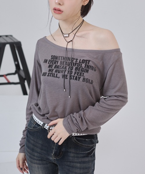 ENVYM（アンビー）の「2WAYシアートップス（Tシャツ/カットソー・レディース・グレー/ブラック/レオパード・FREE）」の2枚目の写真