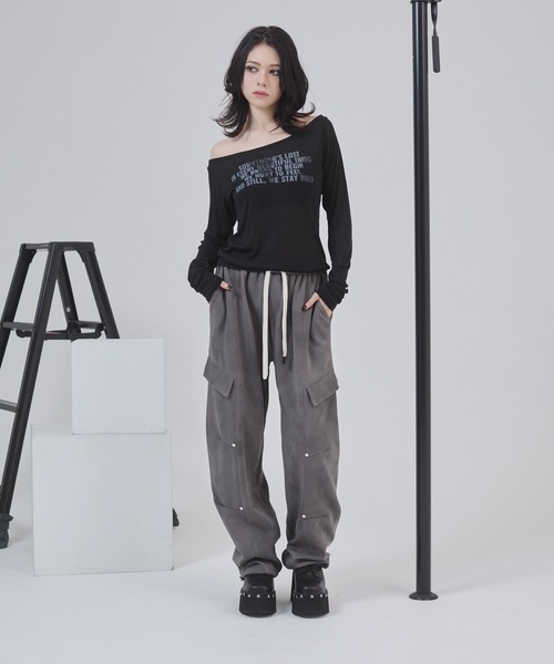 ENVYM（アンビー）の「2WAYシアートップス（Tシャツ/カットソー・レディース・グレー/ブラック/レオパード・FREE）」の16枚目の写真