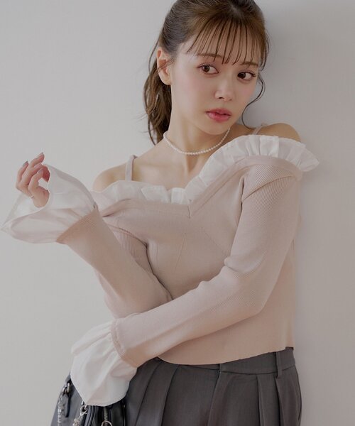 みち様 ぷちこ 尾州ウールブレンドニットジャケット こげ茶千鳥格子柄