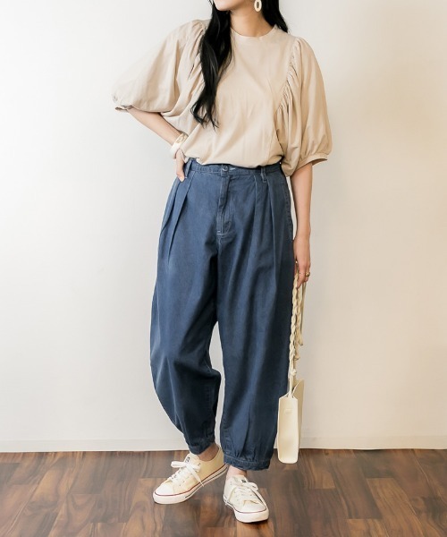 RCD（アールシーディー）の「タック入りアラジンデニムパンツ（デニムパンツ・レディース・ワンウォッシュ/ブルー・4L/3L/LL/L/M）」の7枚目の写真
