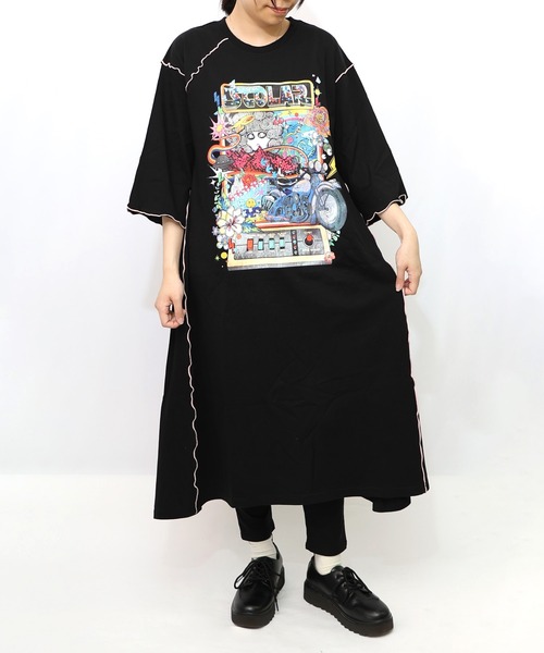 ScoLar（スカラー）の「153625：バイクゲーム柄メロウ切替ワンピース（ワンピース・レディース・ブルー/ブラック・M）」の3枚目の写真