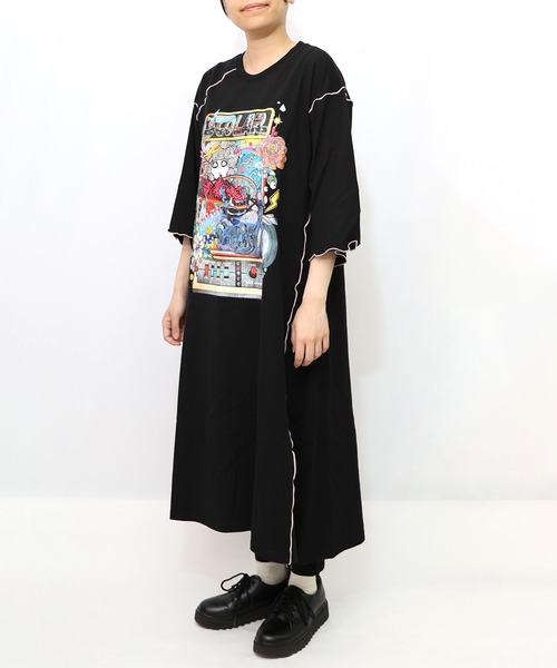 ScoLar（スカラー）の「153625：バイクゲーム柄メロウ切替ワンピース（ワンピース・レディース・ブルー/ブラック・M）」の4枚目の写真