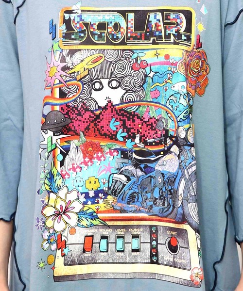 ScoLar（スカラー）の「153625：バイクゲーム柄メロウ切替ワンピース（ワンピース・レディース・ブルー/ブラック・M）」の9枚目の写真