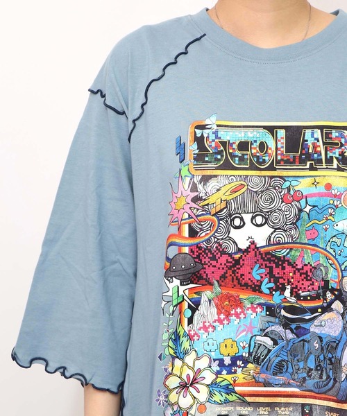 ScoLar（スカラー）の「153625：バイクゲーム柄メロウ切替ワンピース（ワンピース・レディース・ブルー/ブラック・M）」の11枚目の写真