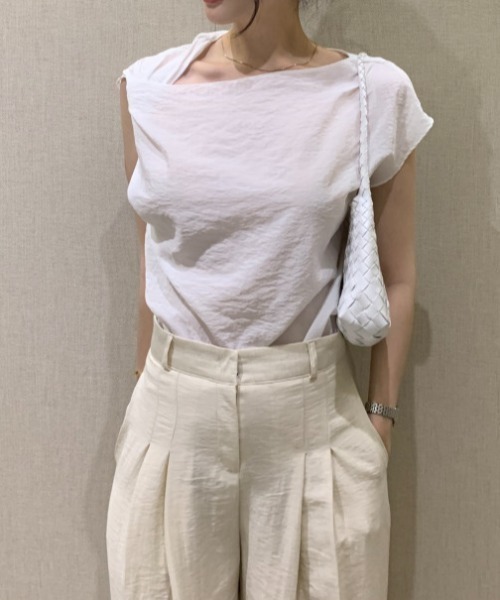 Aelina(エリナ)の「イレギュラー半袖シャツ(シャツ/ブラウス・レディース・ブルー/オフホワイト・F)」の3枚目の写真