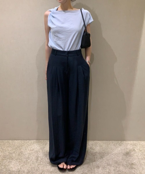Aelina(エリナ)の「イレギュラー半袖シャツ(シャツ/ブラウス・レディース・ブルー/オフホワイト・F)」の16枚目の写真