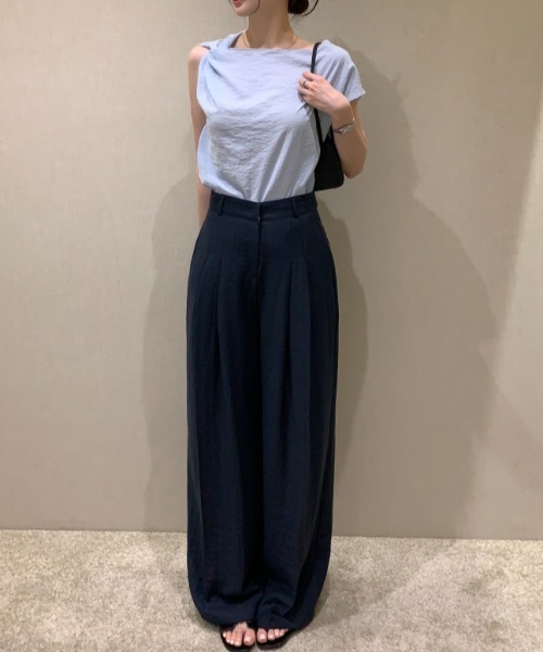 Aelina(エリナ)の「イレギュラー半袖シャツ(シャツ/ブラウス・レディース・ブルー/オフホワイト・F)」の17枚目の写真