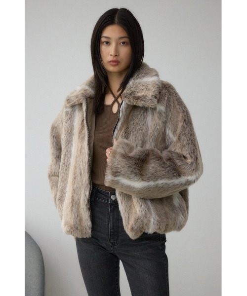 AZUL by moussy（アズールバイマウジー）の「ジップアップファーコート（ブルゾン・レディース・ブラウン/ベージュ系その他・SMALL/MEDIUM）」の18枚目の写真
